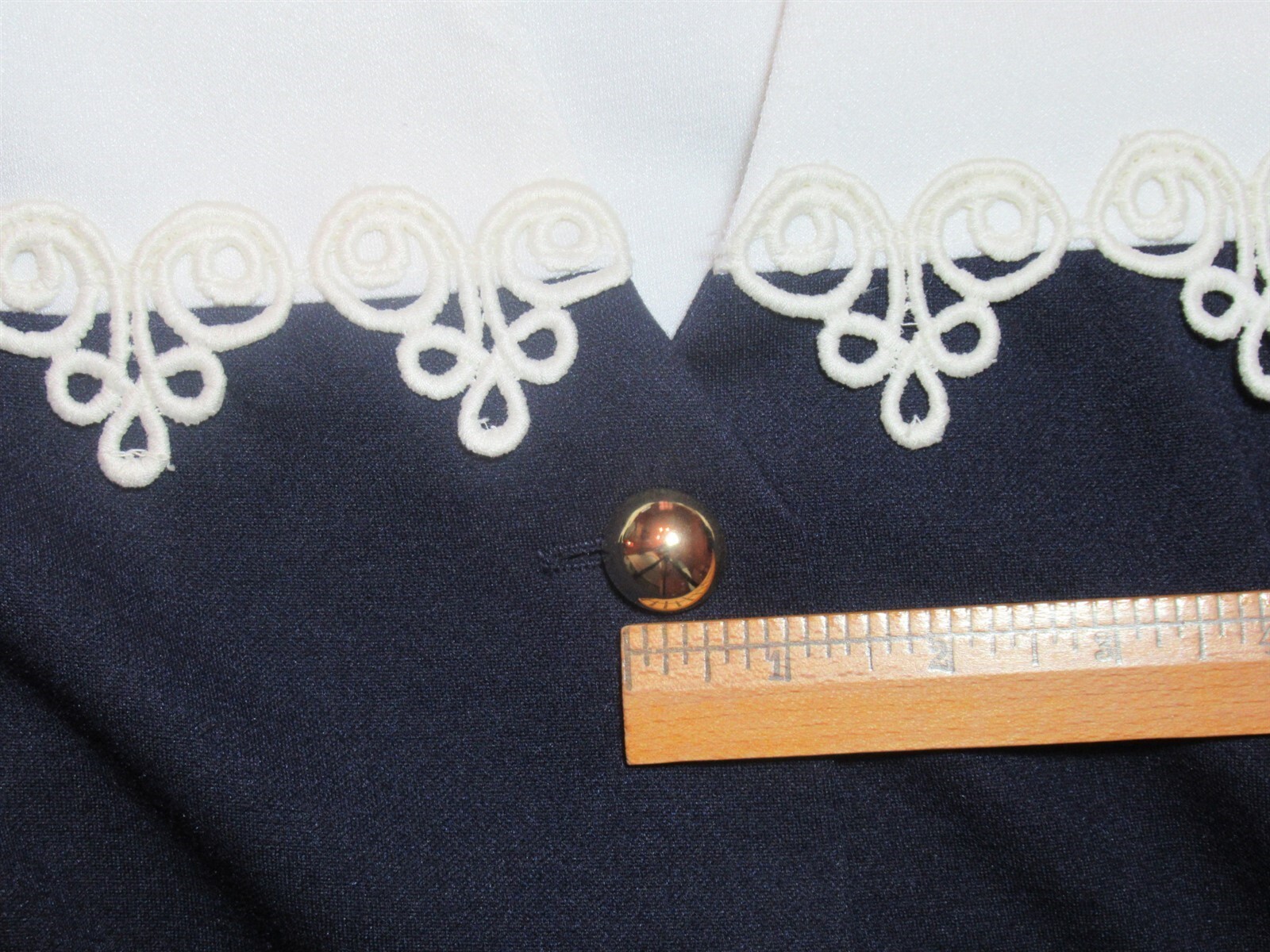 NWT Vtg 90s Leslie Fay Petite Collections 6 Navy with Gold Button Front Dress