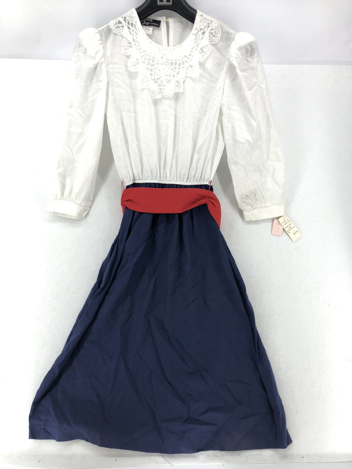 Vtg Dawn Joy Fashions Prairie Dress Womens Juniors Size 7/83/4 Sleeve Lace Trim