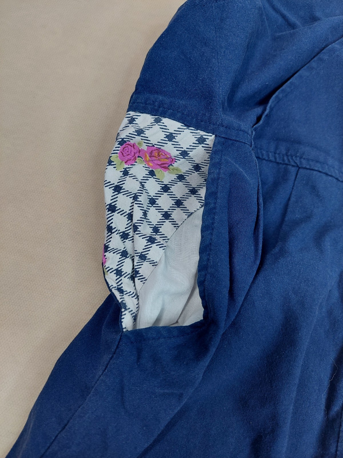 Vintage 90s Gitano Blue Jumpsuit Black White Checkered Rose Trim Overalls M Y2K
