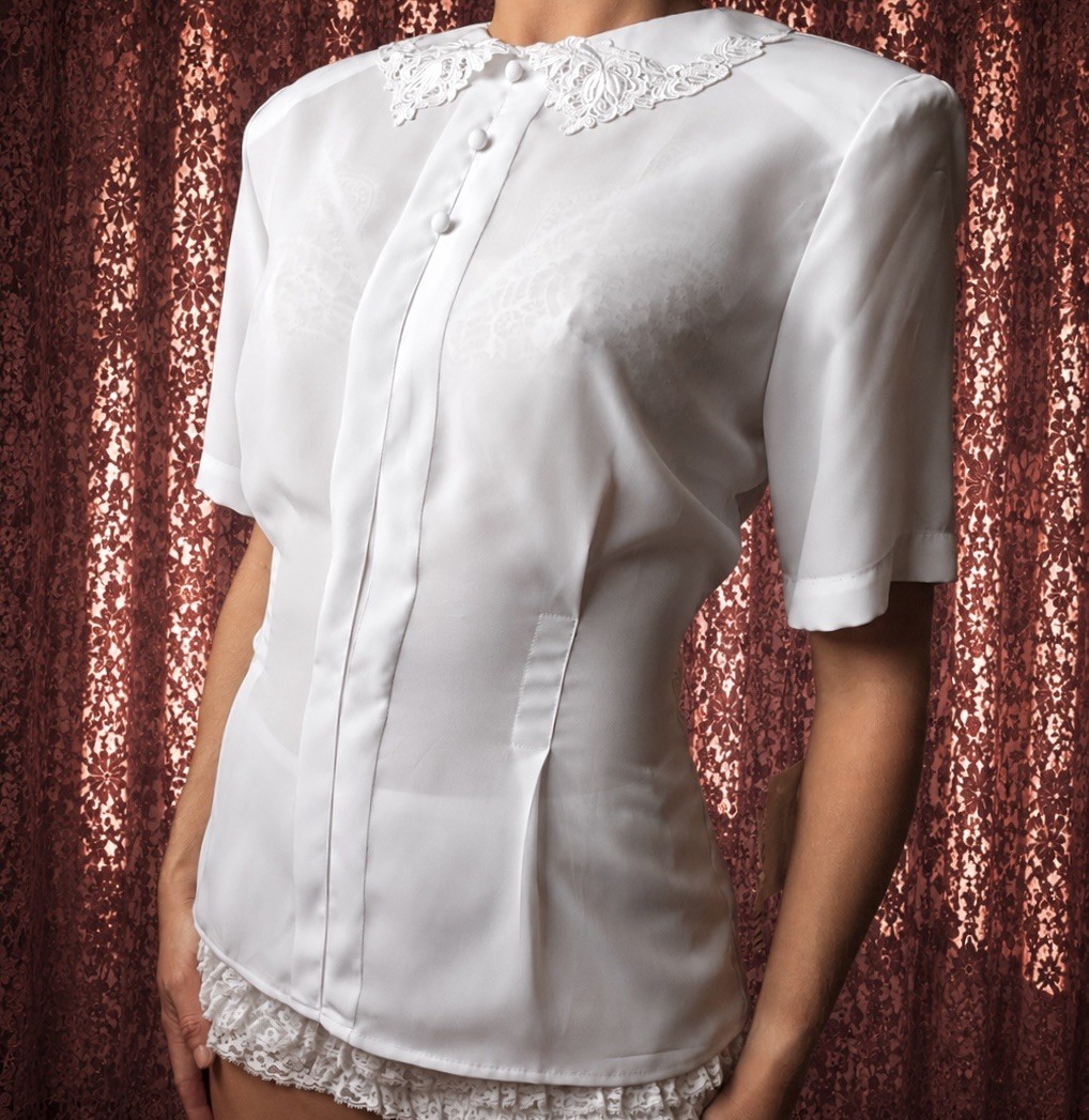 1980s Edwardian-revival NWT tailored blouse
