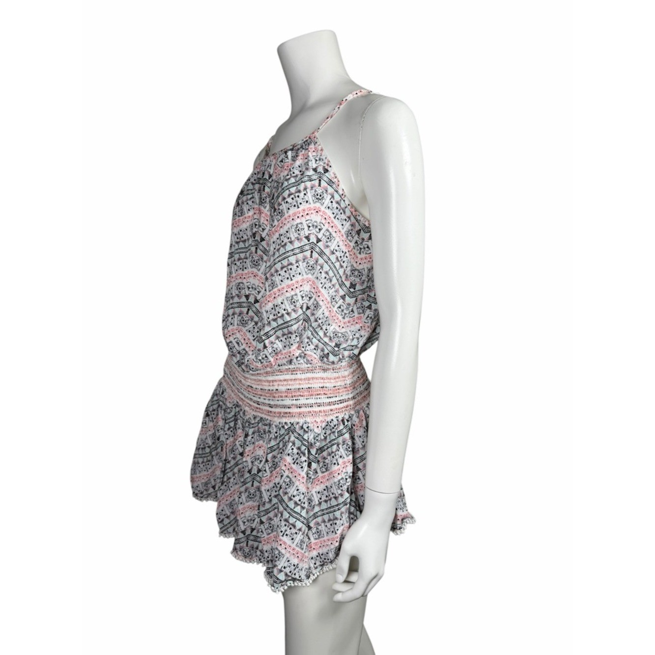 Y2K Victoria’s Secret Beach Cover Up Medium White Black Pink Boho Mini Dress