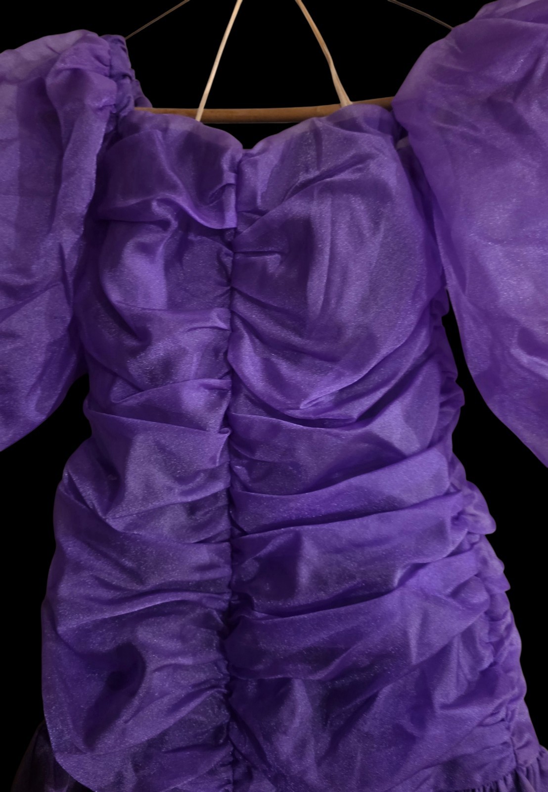 Vtg 80’s Purple Puffed Sleeve Prom Formal Party Dress Big Bow Custom 30″ Bust