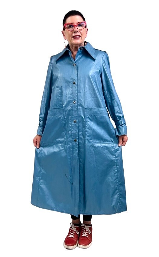 VTG 70s Fleet Street Trench Coat Plaid Lined Rain Jacket Polished Cotton Sz 12