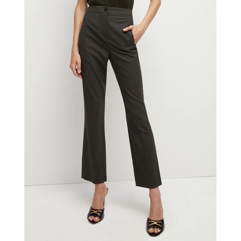 NWT Veronica Beard Arte Pant Loden Green Wool Blend Slim Flare Trousers Size 0