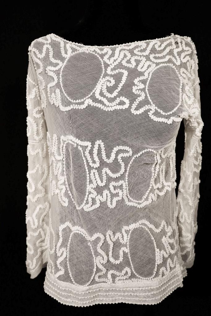 Antique French Cream Cotton Lace 1920’s Blouse Size Med 36″ Bust Exc Condition