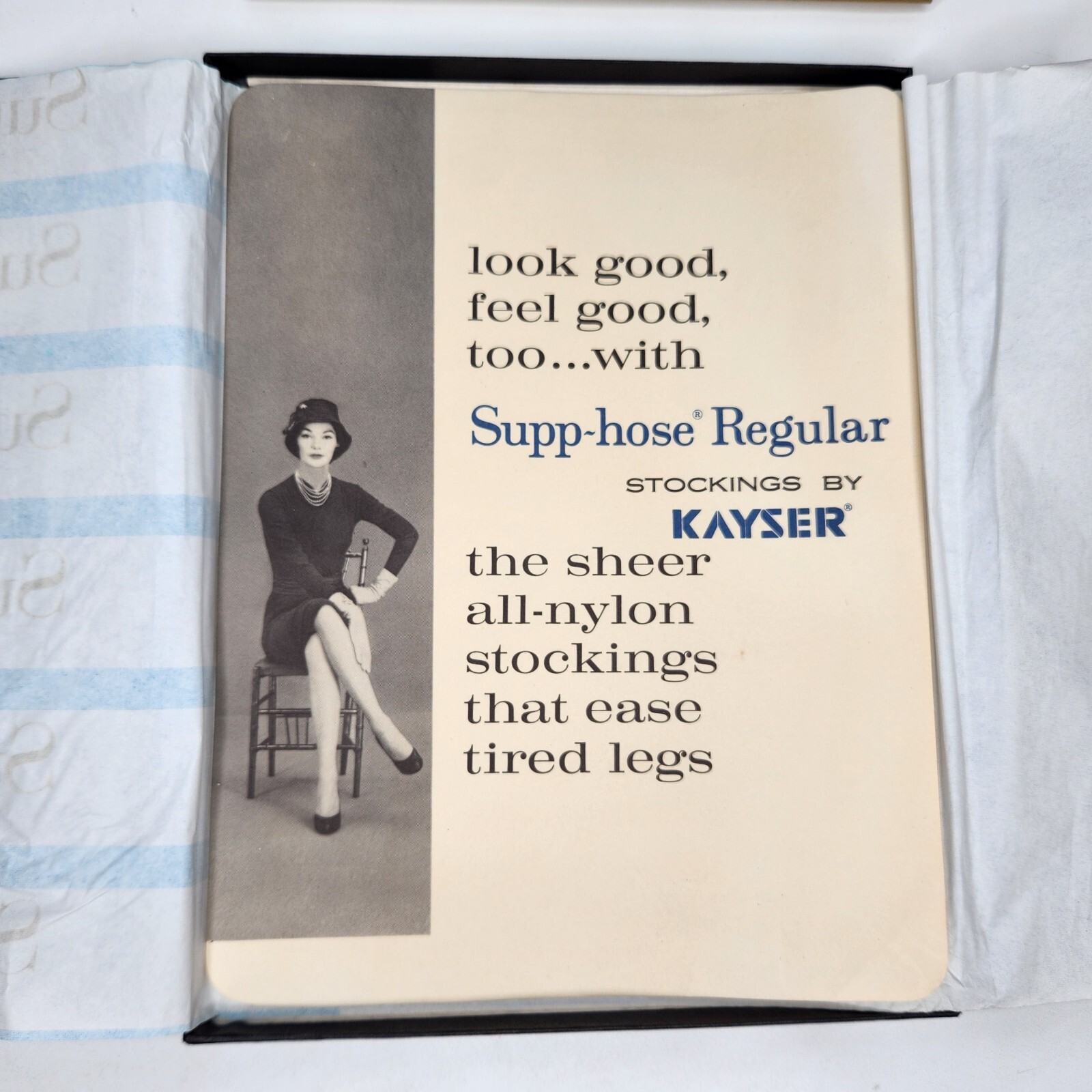 Vintage Supp-Hose Kayser Nylon Stockings Seamed Pantyhose Charm Regular 8.5-9.5M