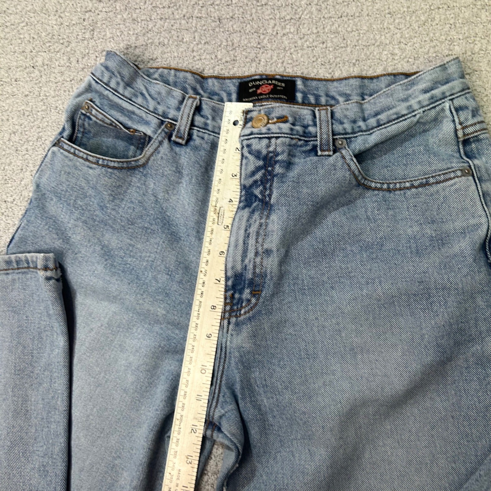 American Eagle Dungarees 1990s Vintage 10 PET Light Wash High Rise Straight Leg