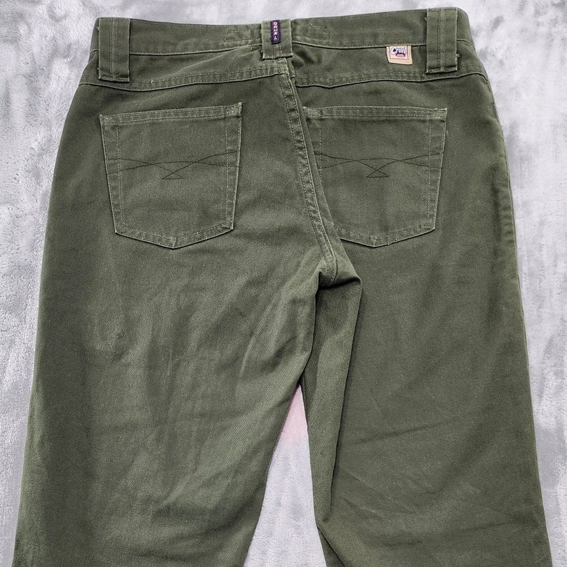 Vintage Cruel Girl Pants Womens 33 Green Low Rise Wide Leg Cargo Pockets Grunge