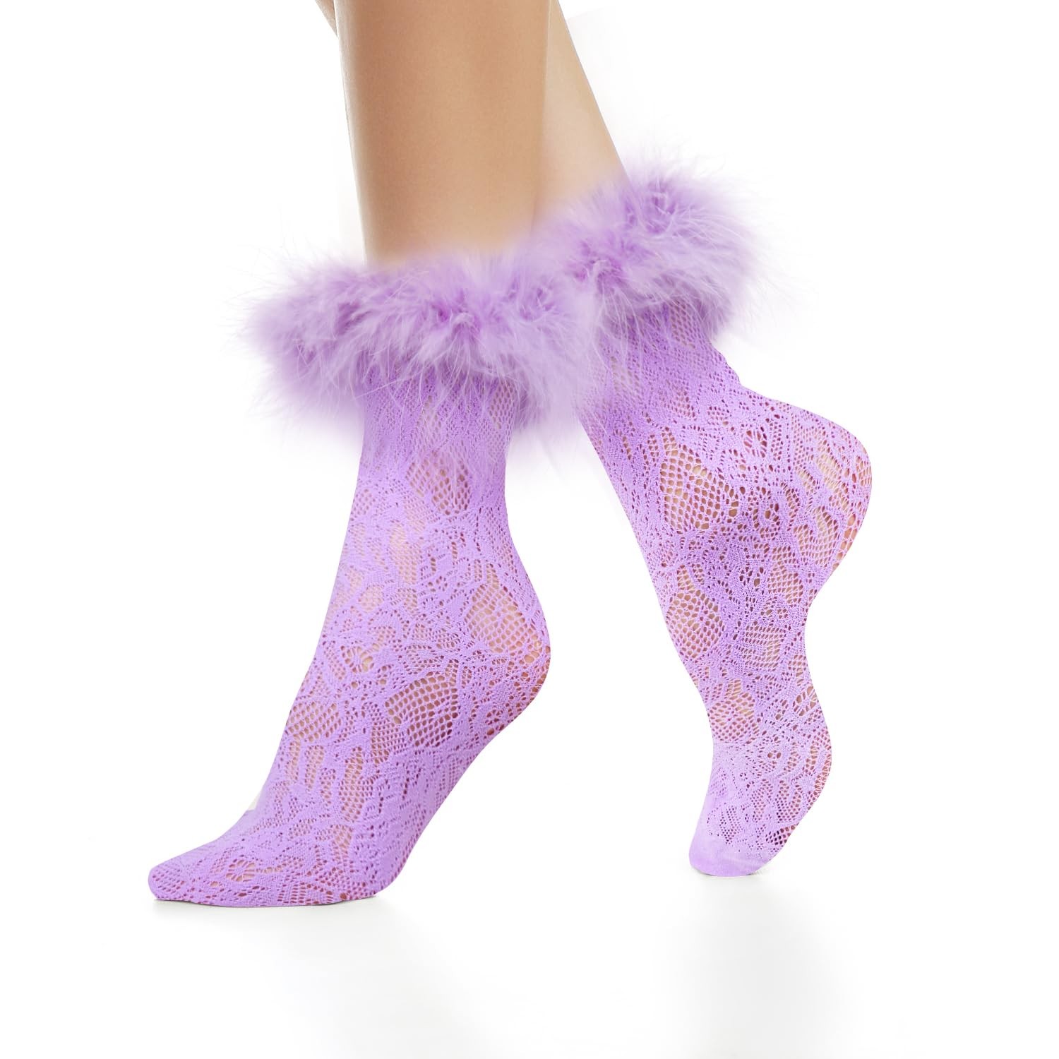 Benefeet Sox Womens Lace Socks Ankle Frilly Ruffle Dress One Size, Purple