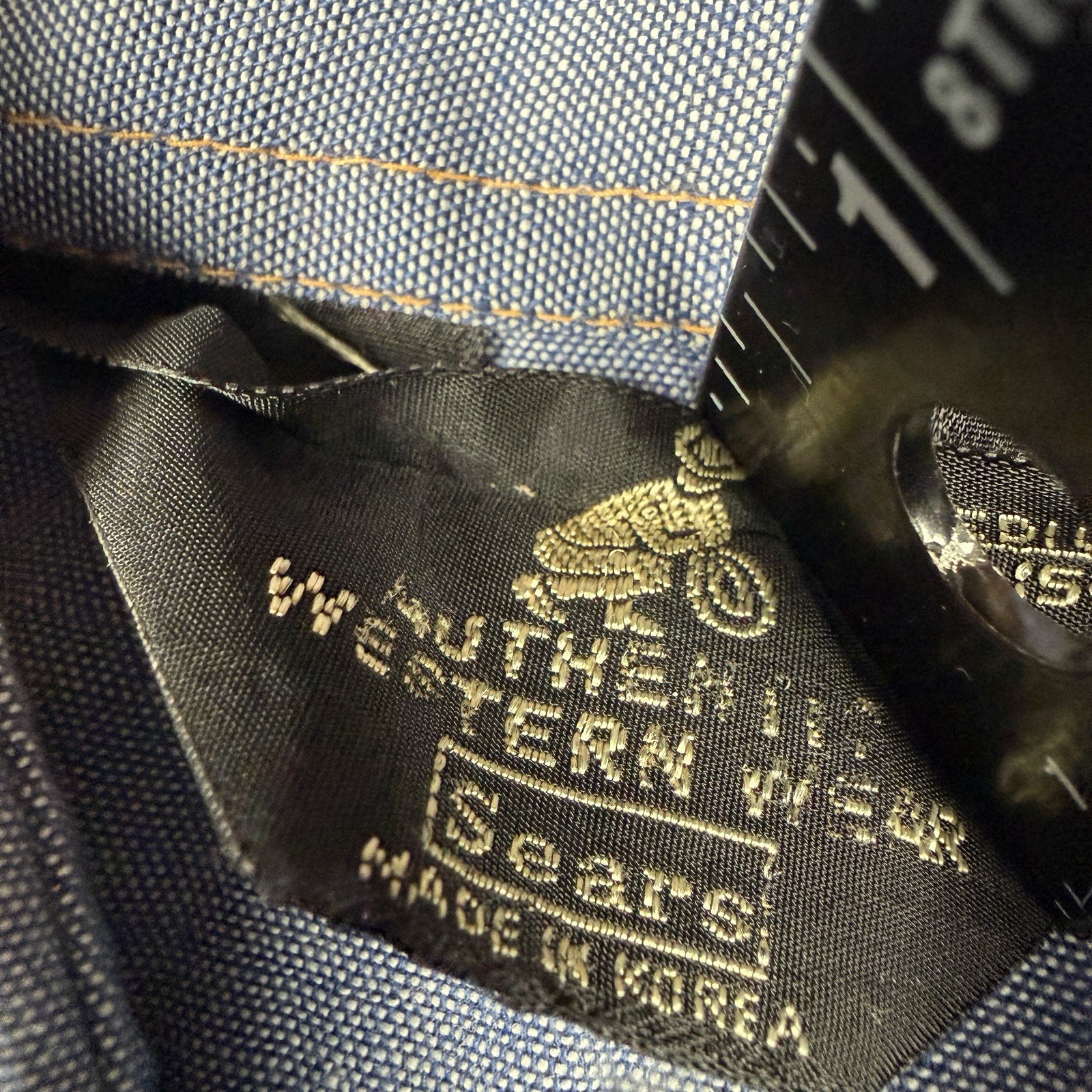 VTG 70s Sears Western Wear Pearl Snap Shirt Womens M Blue Chambray Embroidered