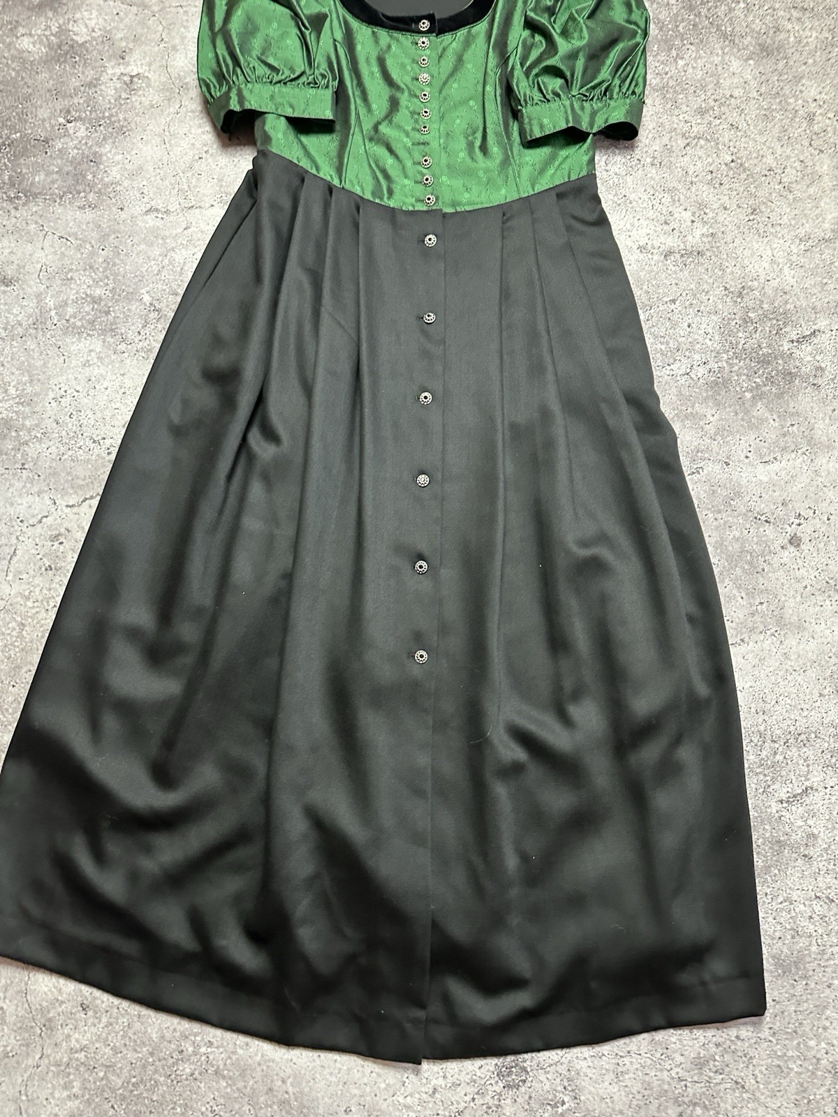 Wenger Austrian Style Trachten Austria Dress 44 Green/Black Vtg Metal Button