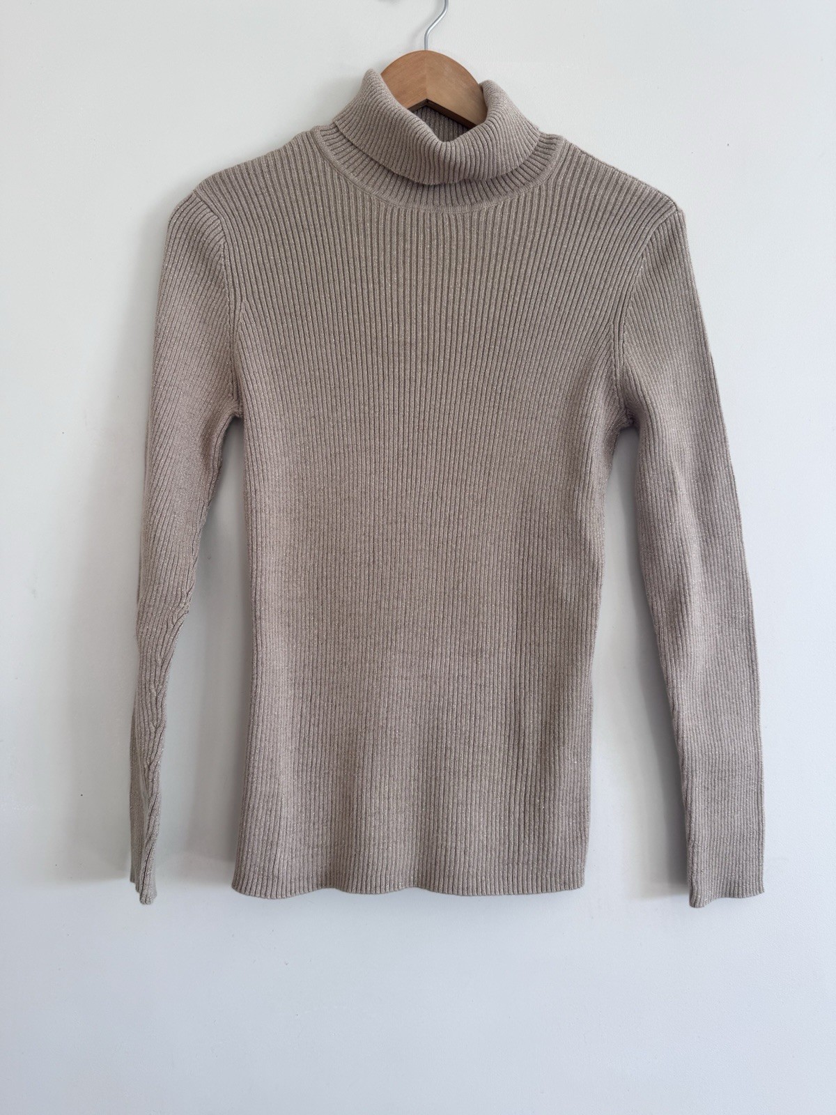 Shimmery Gold Metallic Ribbed Sweater Vintage Y2K 90s Ninety’s 00s 2000s Turtle