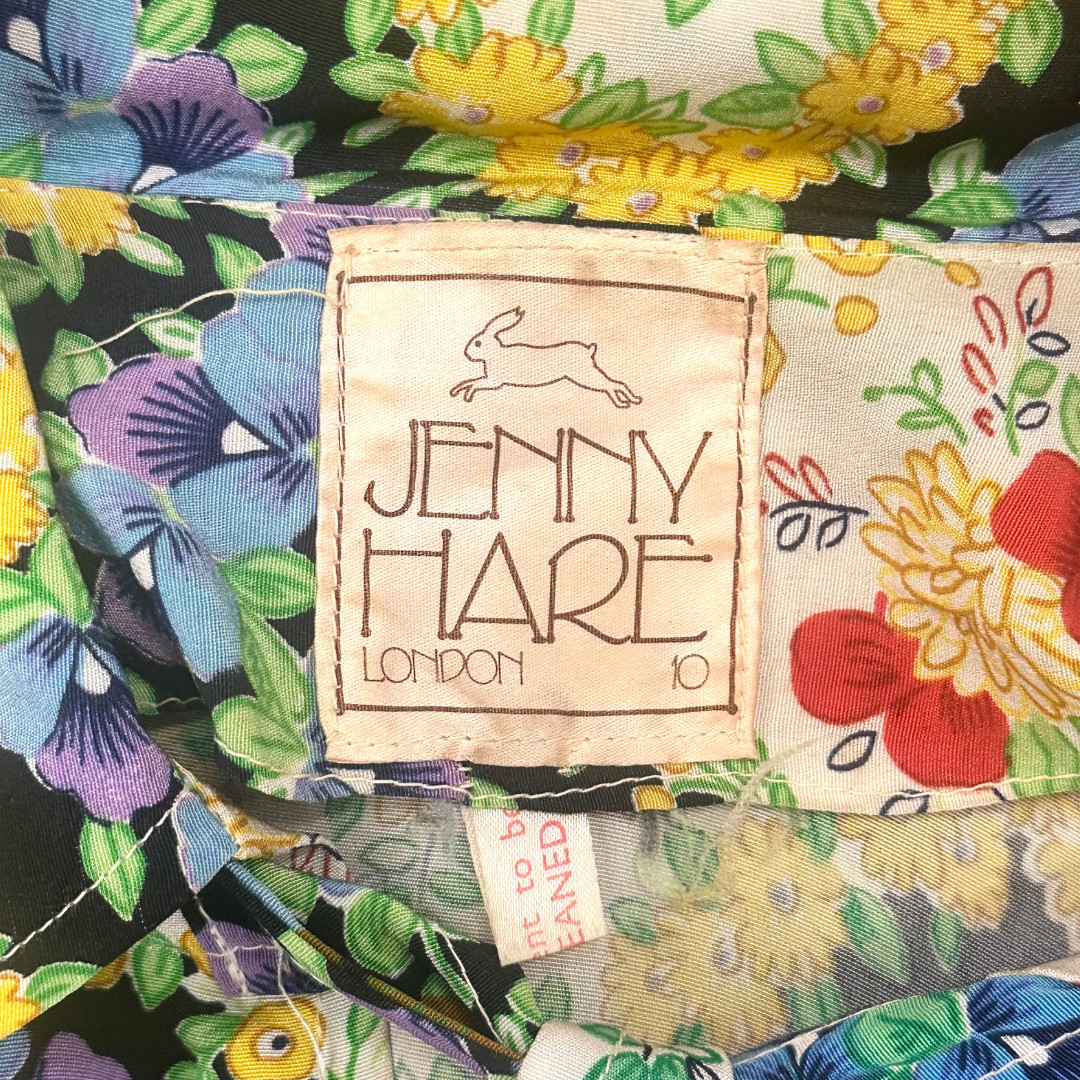 Vintage 1970s Jenny Hare Rare Floral Tunic Blouse/Mini Dress with Bishop Sleeve