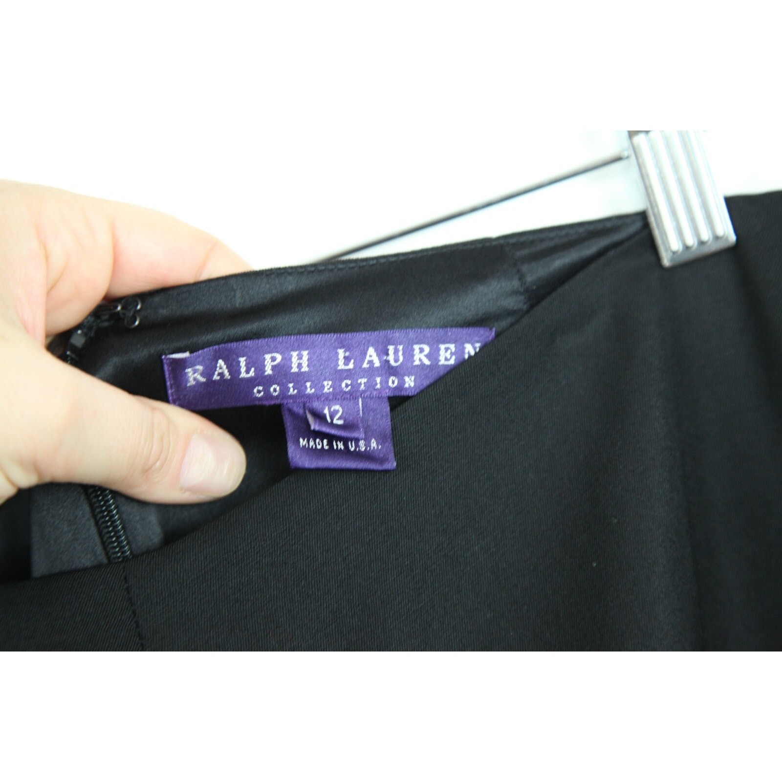 Ralph Lauren Purple Label 12 Pants Tuxedo Stripe Wide Leg Slacks Black FLAW