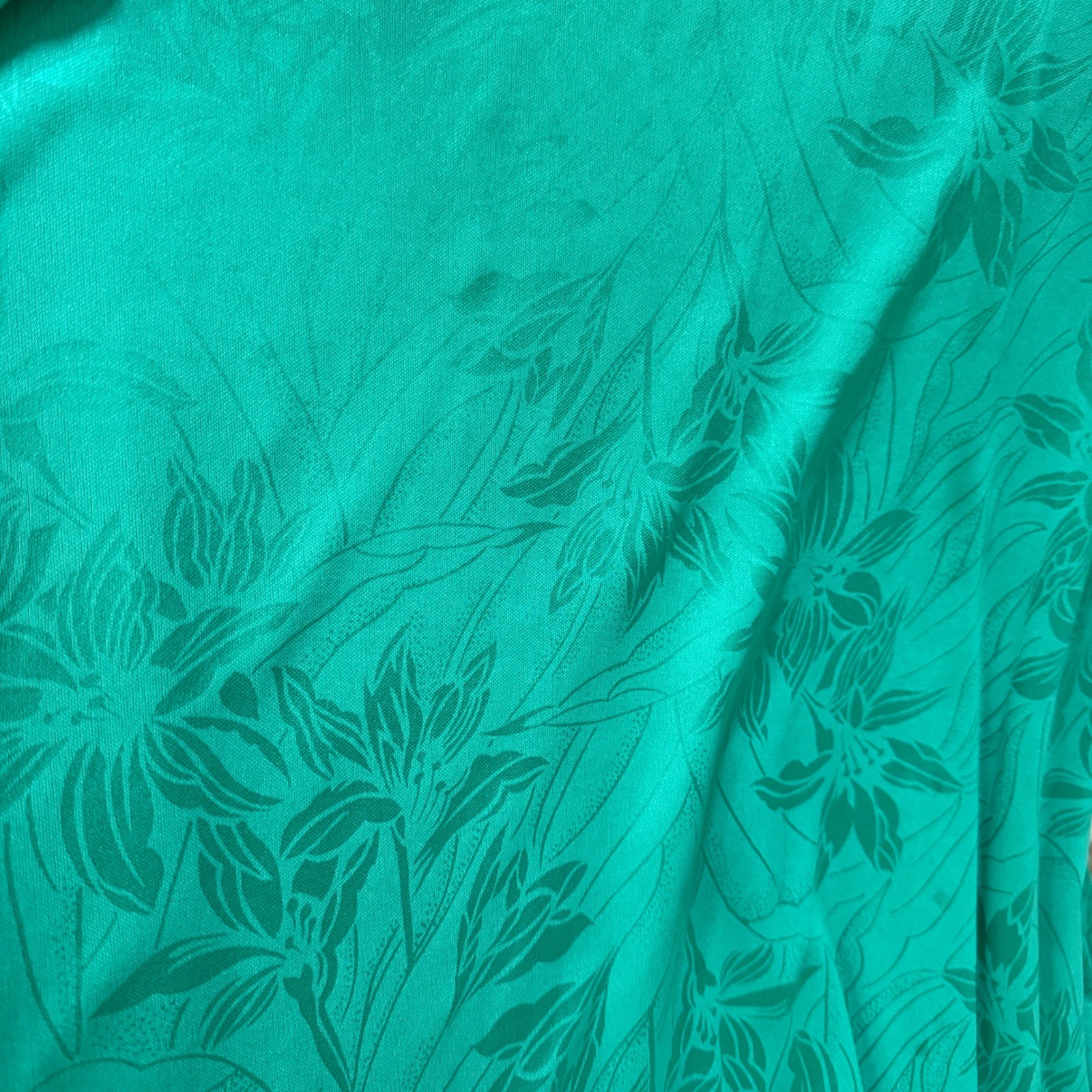 Jenny Vtg Dress Emerald Green Jewel Regency Floral Jacquard Drop Waist Blouson