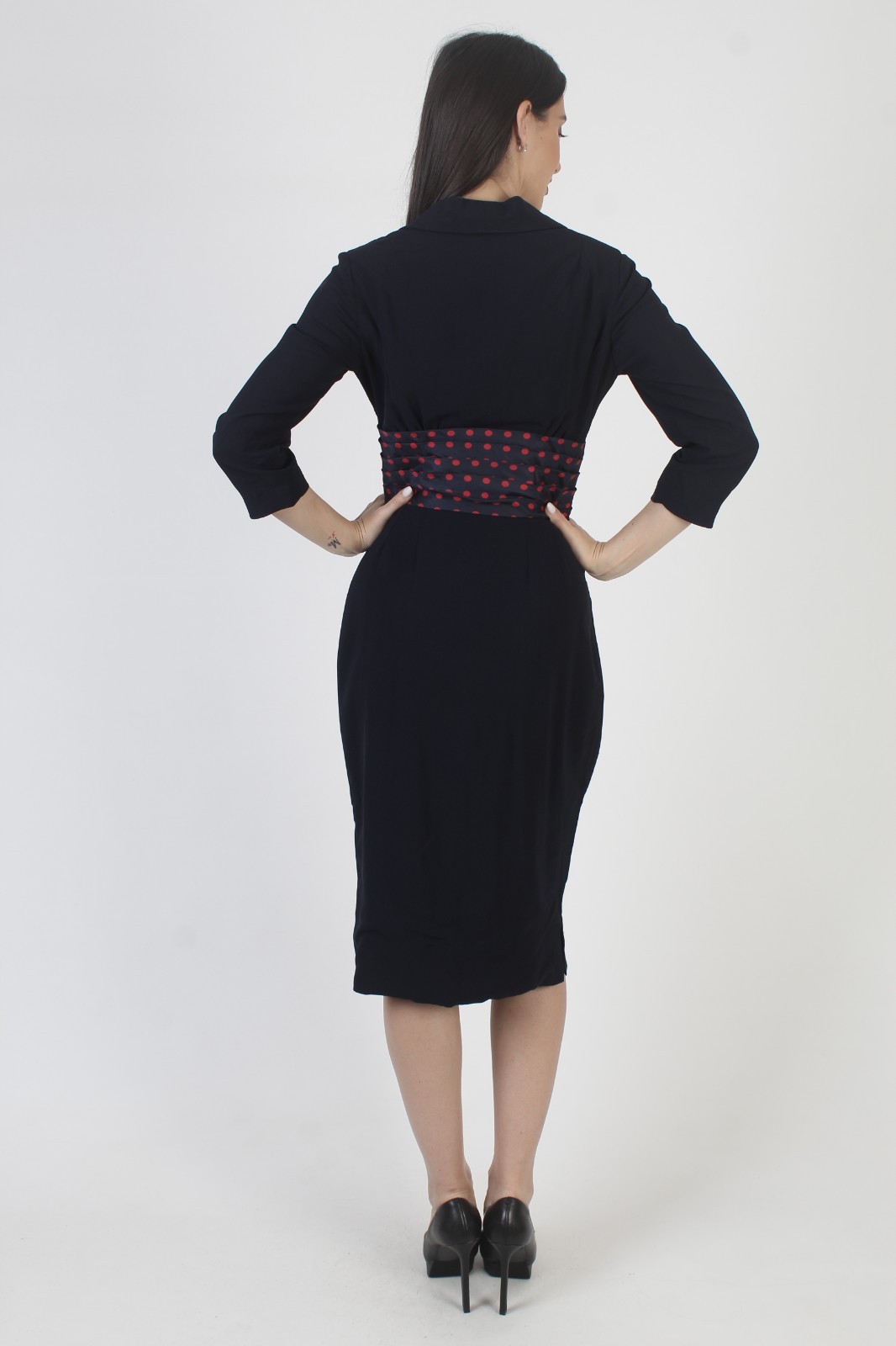 Vtg 50s Parnes Feinstein Pin Up Dress Rockabilly Mid Century MCM Pencil Skirt