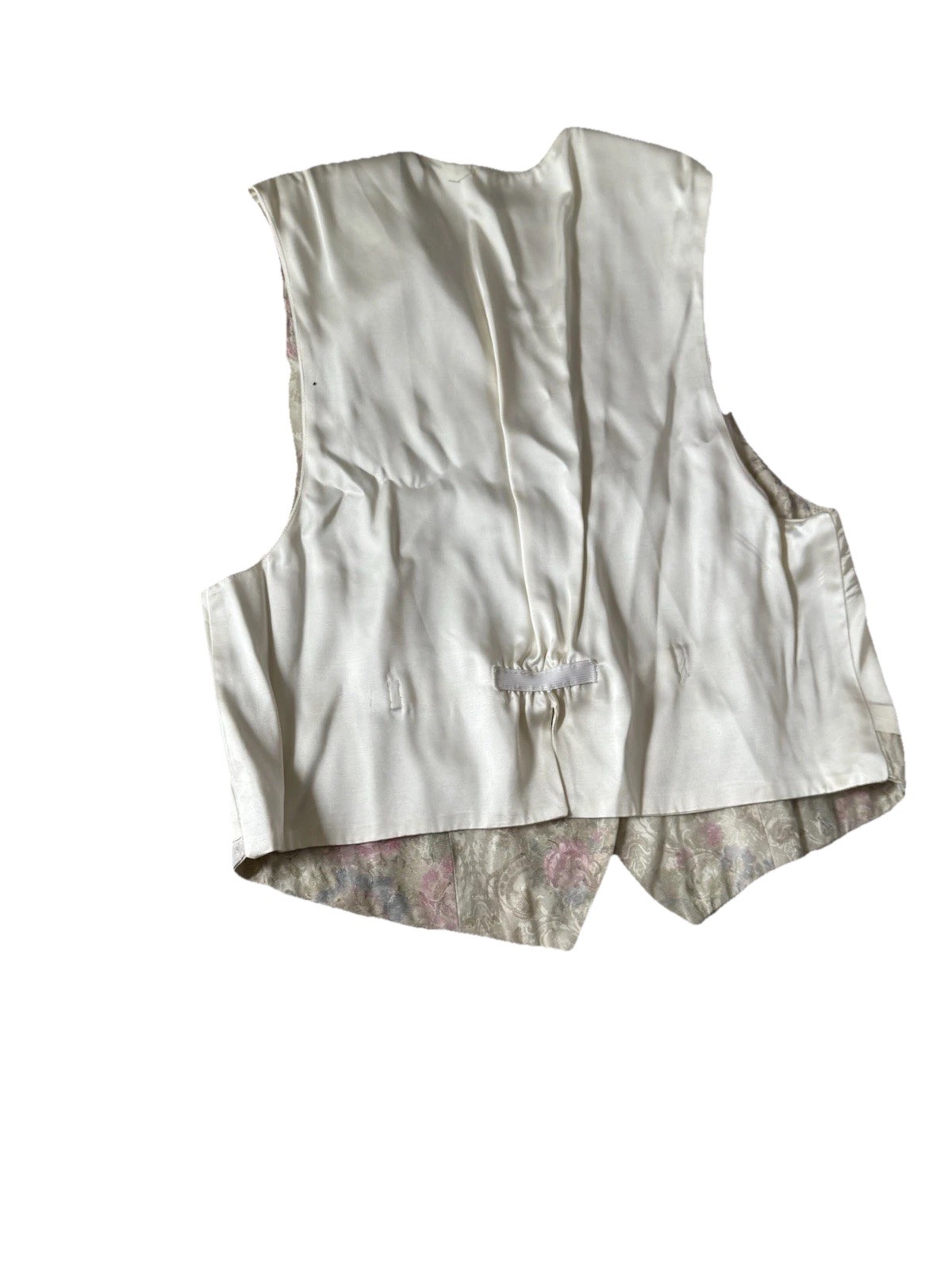Floral And botanical patterned vest Pink And Cream Embroidered Flowers Vintage