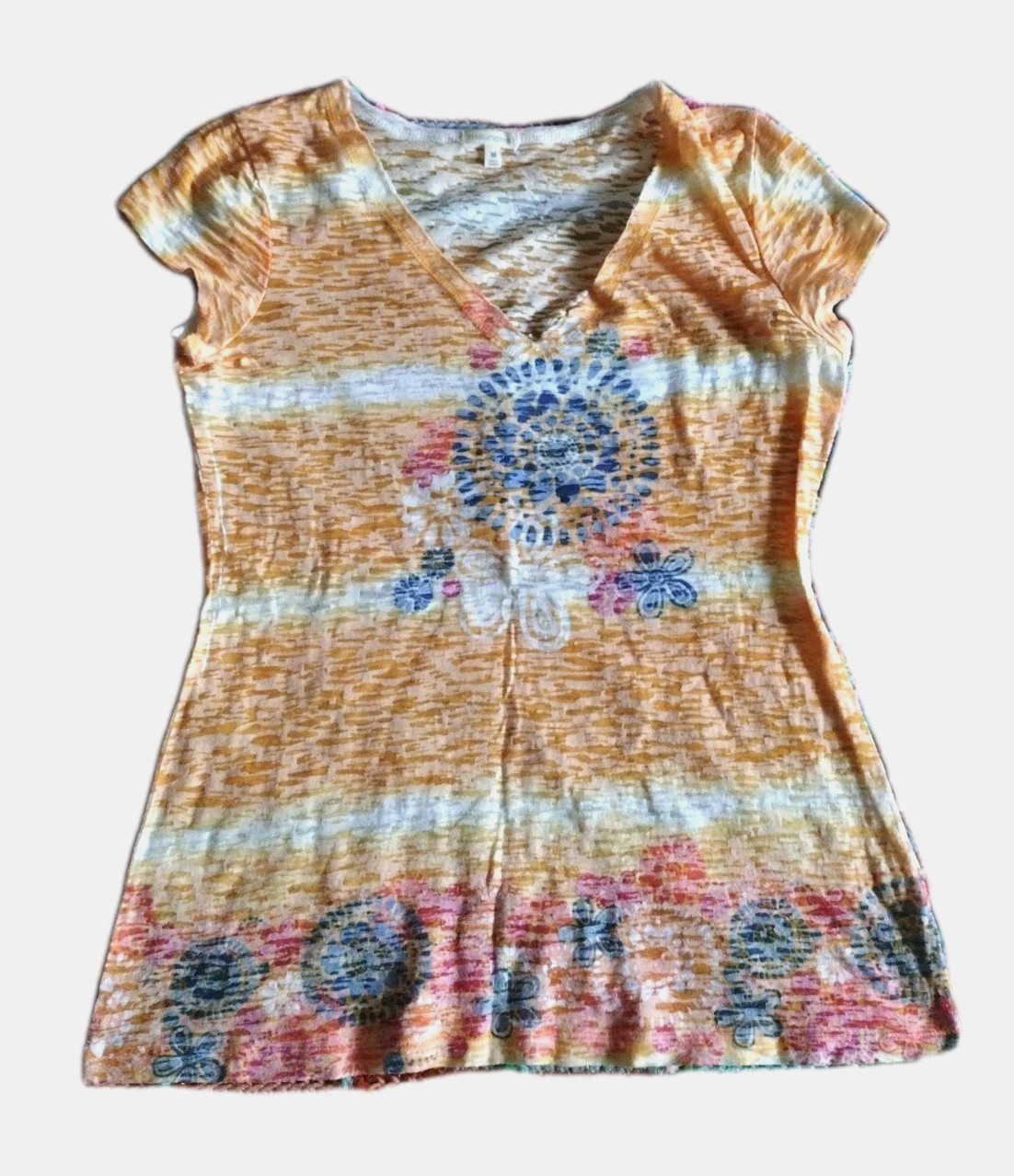 Vtg Y2K Maurice’s V Neck Soft Stretch Semi Sheer Lightweight Tee Sz M #MS