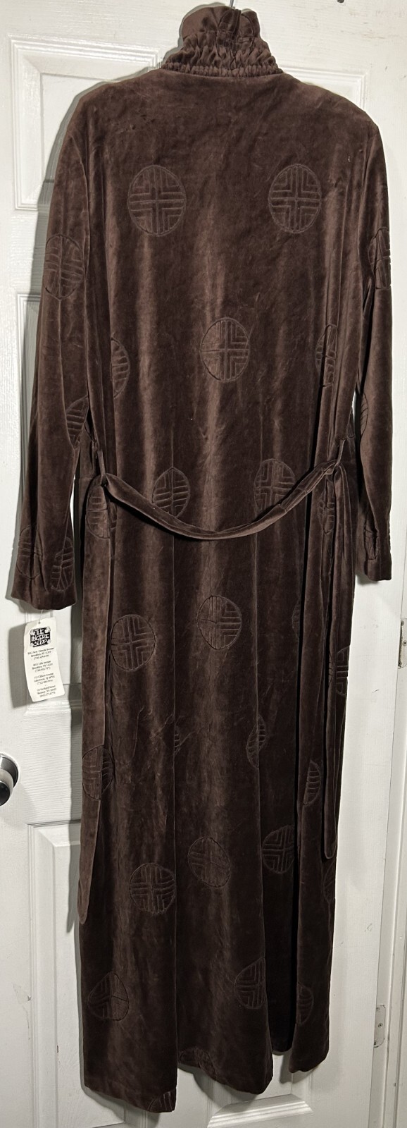Bendigo Impressions Women size medium Brown vintage long sleeve velour maxi robe