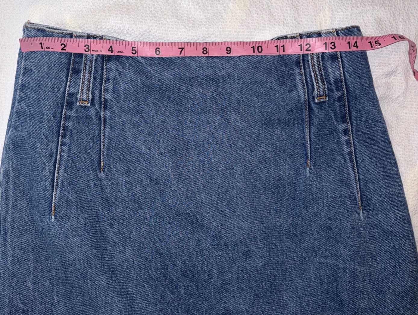 VTG 80s Stuffed Shirt Jeanswear Denim Maxi Skirt Made USA Bronze Snaps Sz 13/14