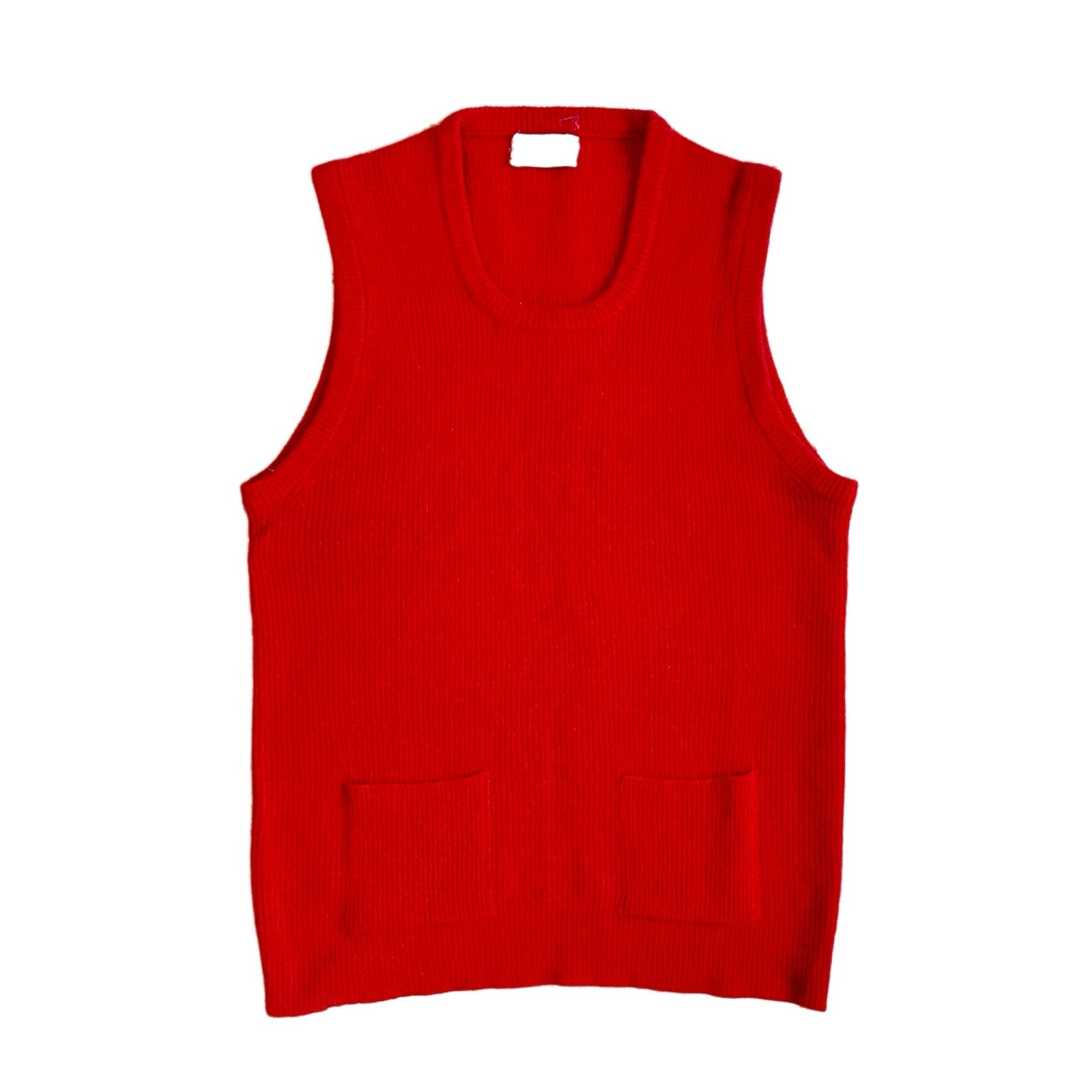 Vintage 60s 70s Orange Stanley blacker Tunic Sweater Vest Wool Angora Womens L