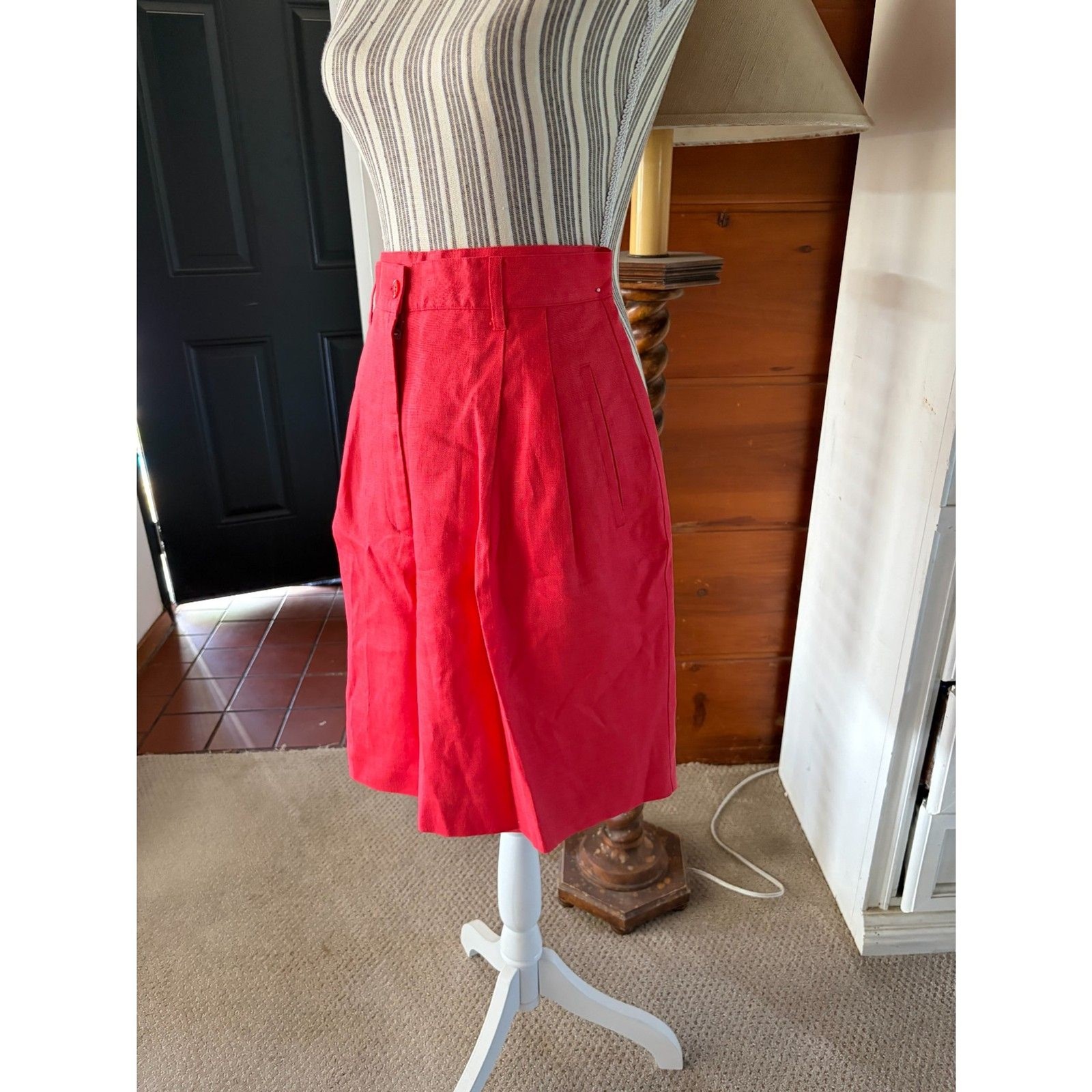 Vintage Linen Y2K 2010’s Linen Coral Bermuda Grandma Golden Girls 90’s Shorts