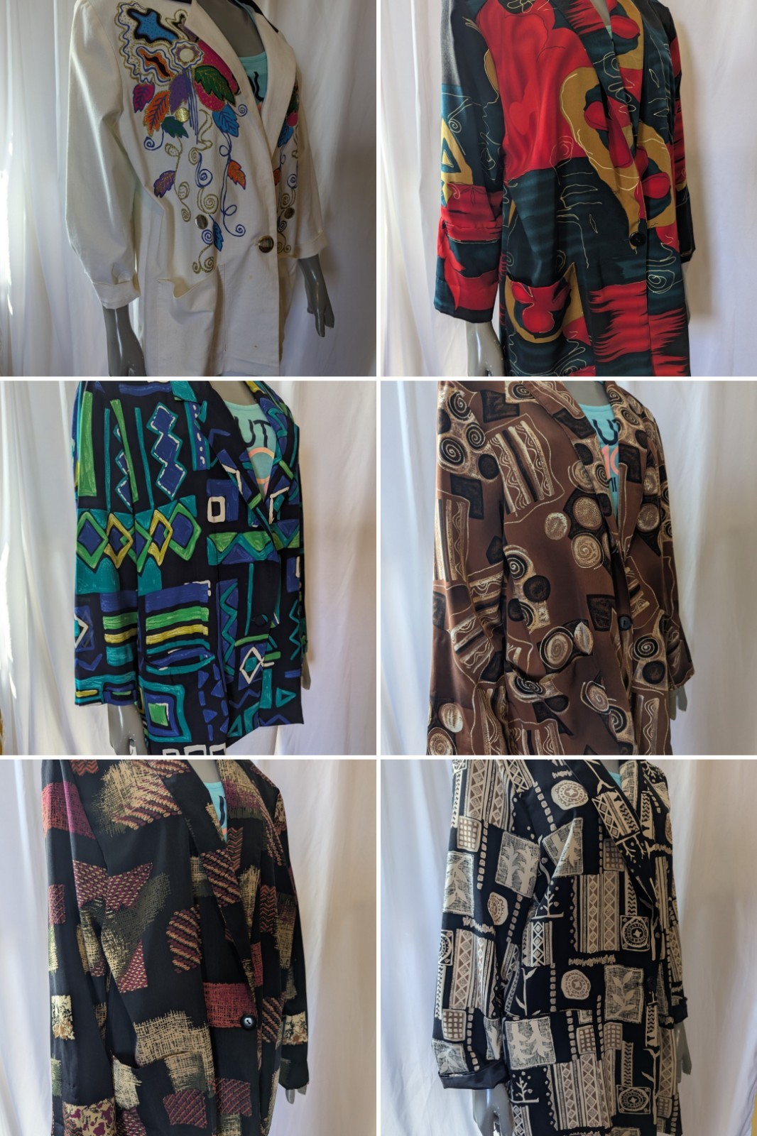Lot Of 7 1980s Jackets Wild Prints Large Sizes L/XL/1X