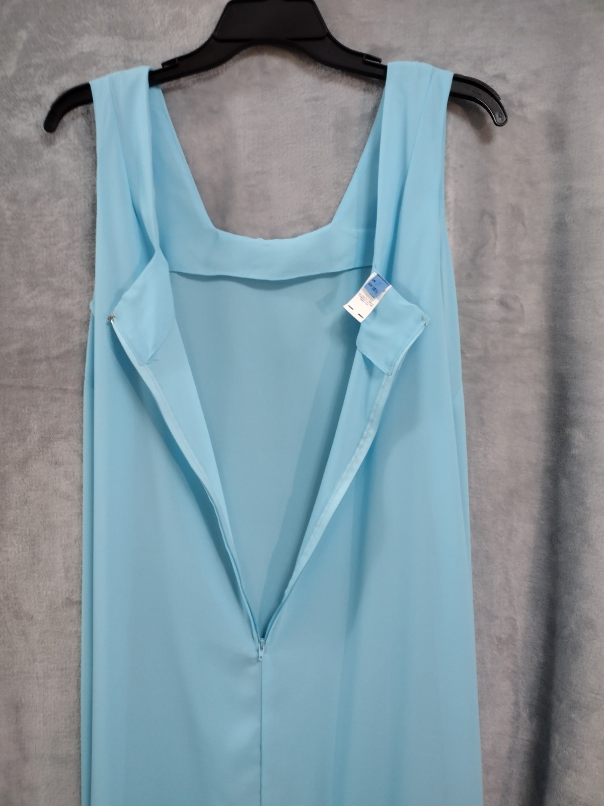 Vtg 70s Ice Blue Maxi Dress 16 1/2 Sheer Cardigan Jacket Made USA Formal Wedding