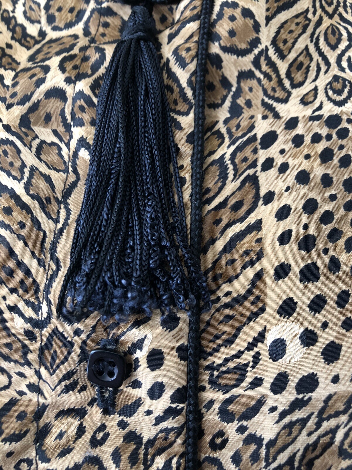 Vintage ’80s/’90s Leopard Animal Print Silky Blouson Blouse Banded Waist Large