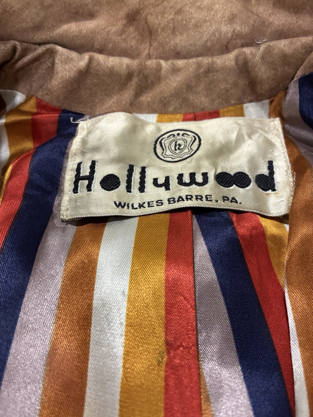 Vtg 70s Davidow Boutique Trench Coat Suede Look Cotton Color Stripe Lining USA