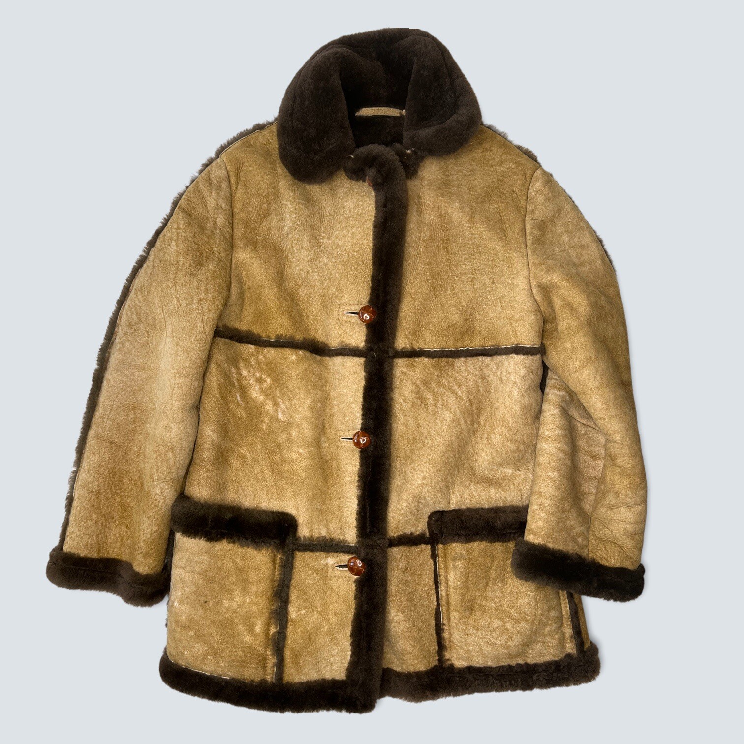 Vintage Womens Sawyer Napa Shearling Ranch Coat Jacket Sheepskin 1970s