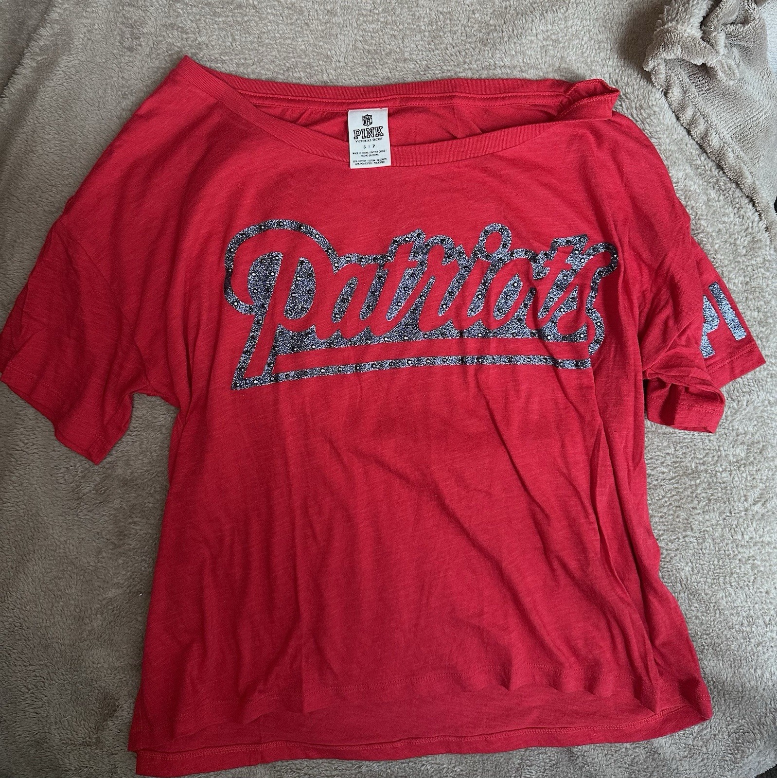 Y2k PINK Victoria’s Secret New Patriots NFL graphic Red T-Shirt Size S