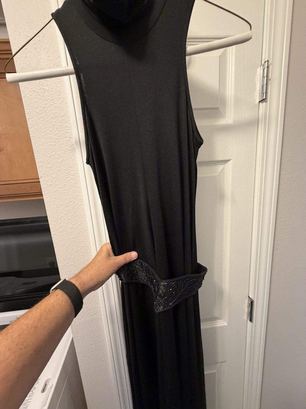 VINTAGE 1970s Joy Stevens California Maxi Long Dress Black Sleeveless