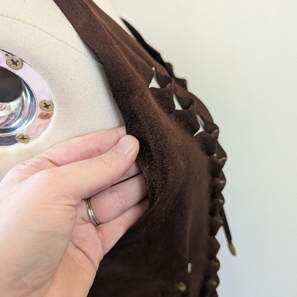 Vintage 70s Brown Suede Textured Vest Boho Festival