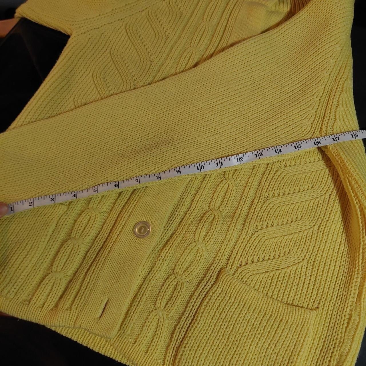 Vintage bright yellow cable knit cardigan.