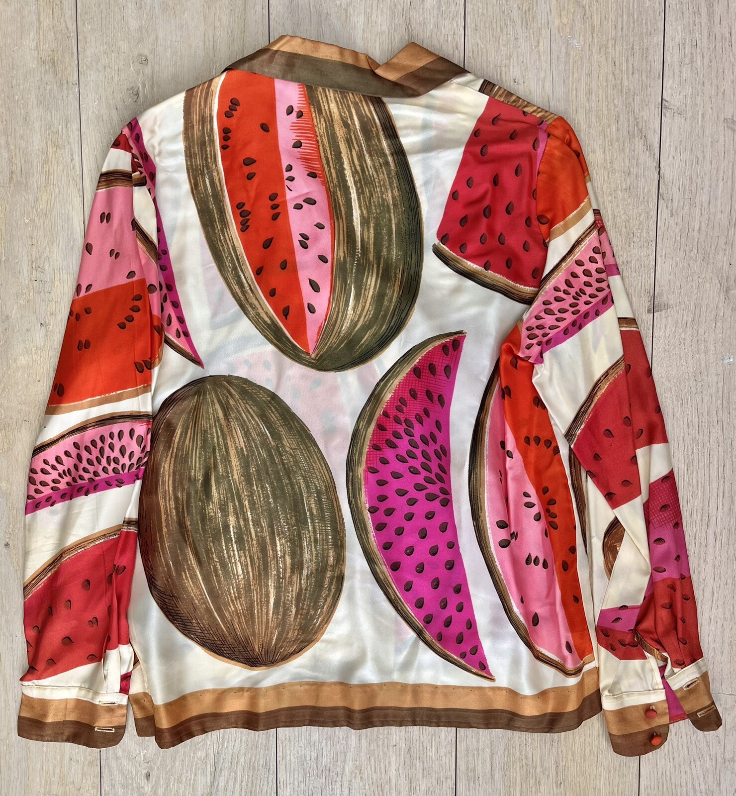 Malbe Originals True Vintage Blouse 1970s Pink Watermelon Fruits
