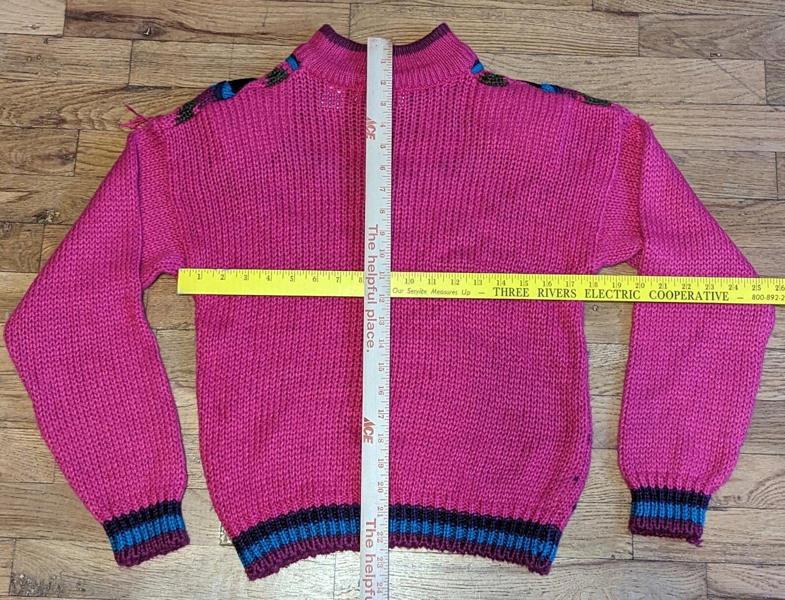 Vtg JJ Fargo Pink Textured Sweater – Women’s MEDIUM – Tassel Shoulder Pad Korea