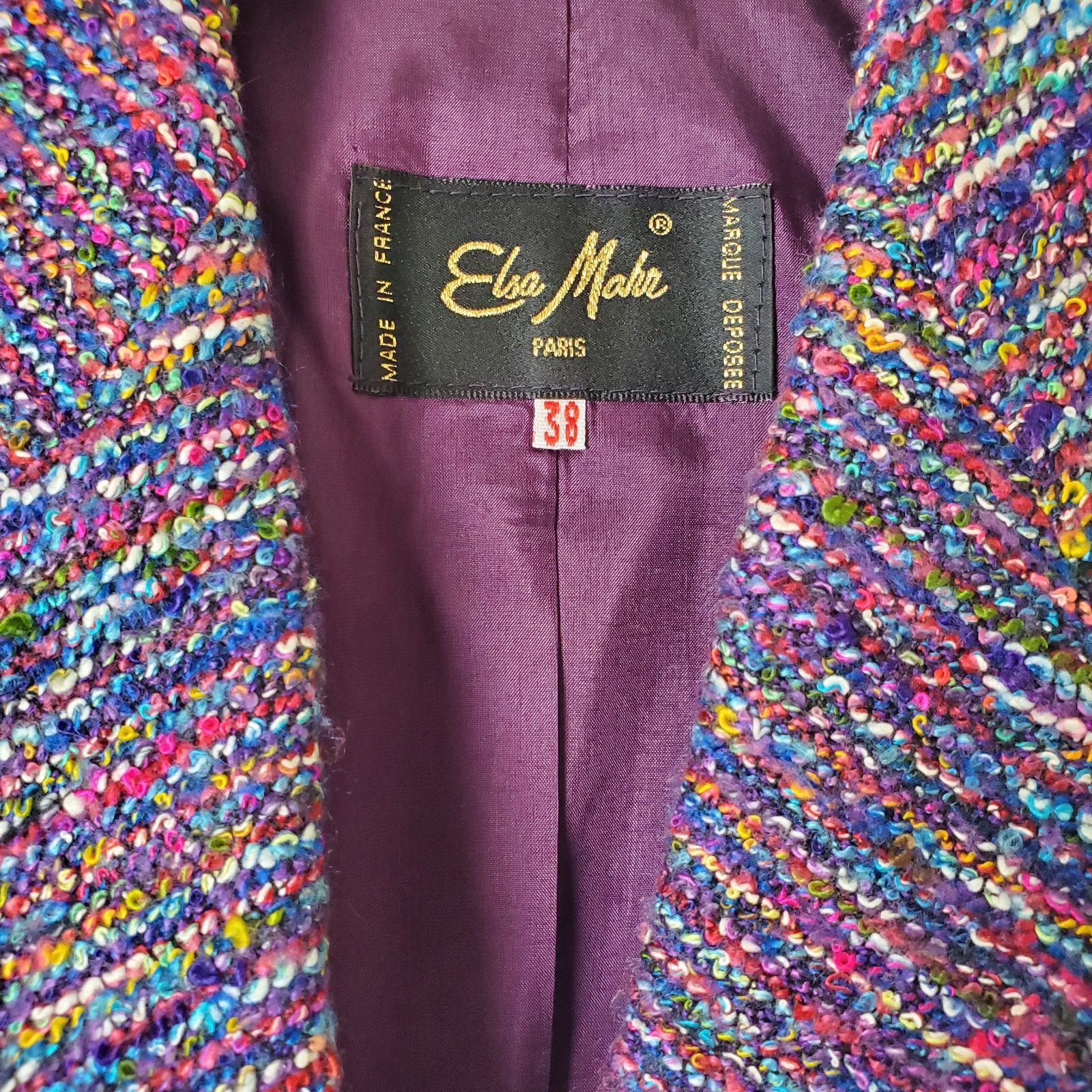 Vintage Elsa Mahr Paris France Tweed Boucle Women’s Suit French 38 US 6 Classic