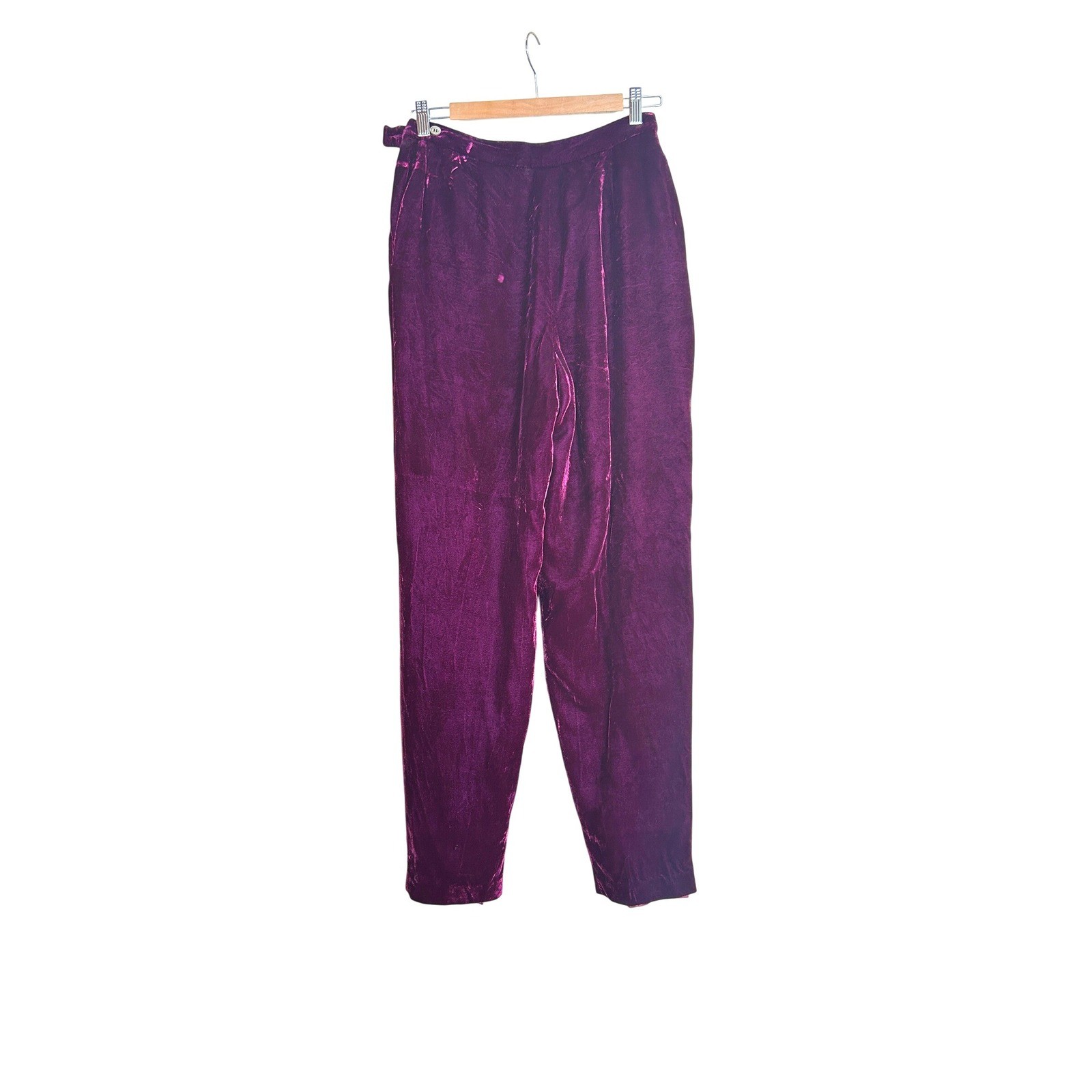 Vintage Liz Claiborne Velvet High Rise Pleated Pants Deep Plum Silk Blend Sz 12