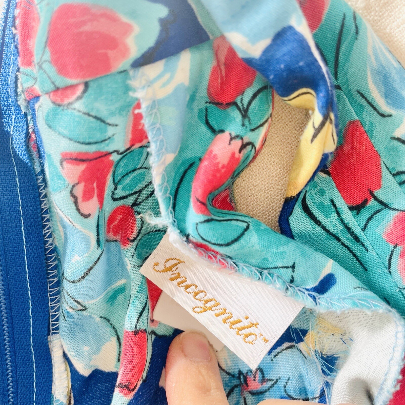 Vintage 90s Incognito Womens Jumpsuit Pantsuit Blue Floral Sleeveless Size M/L