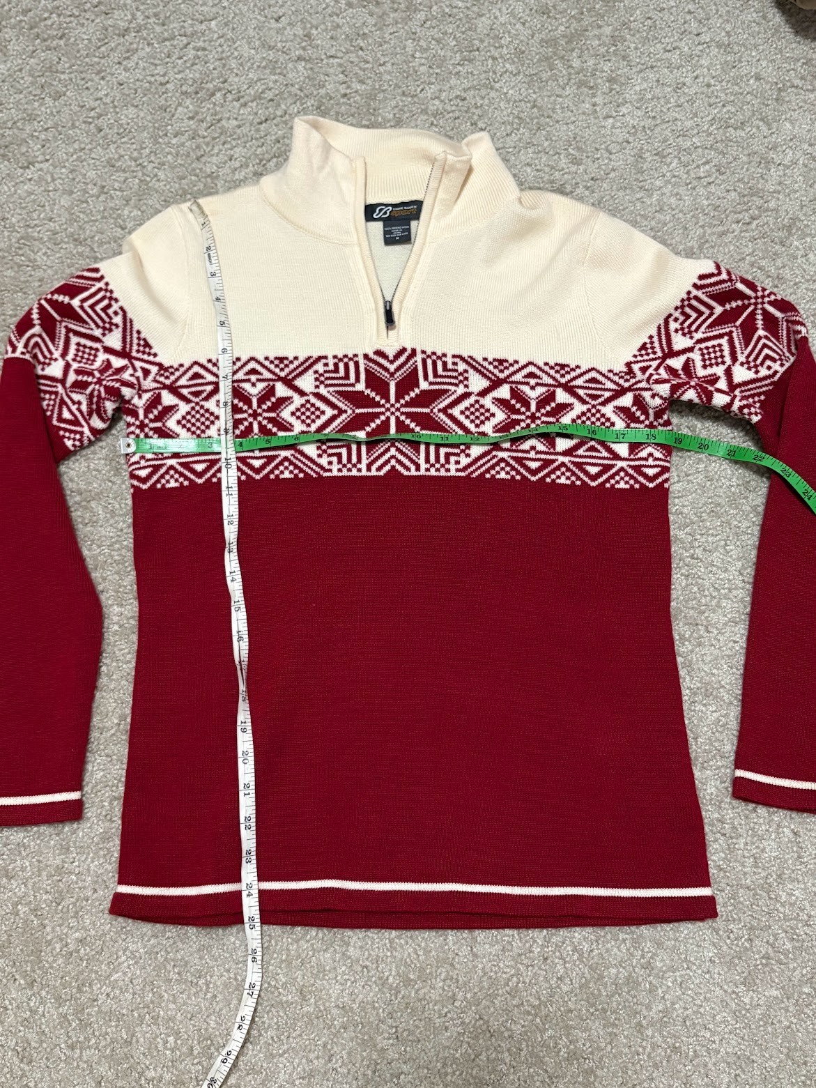 VTG Eddie Bauer Sport 100% merino wool sweater Nordic print Fair Isle Cottage M