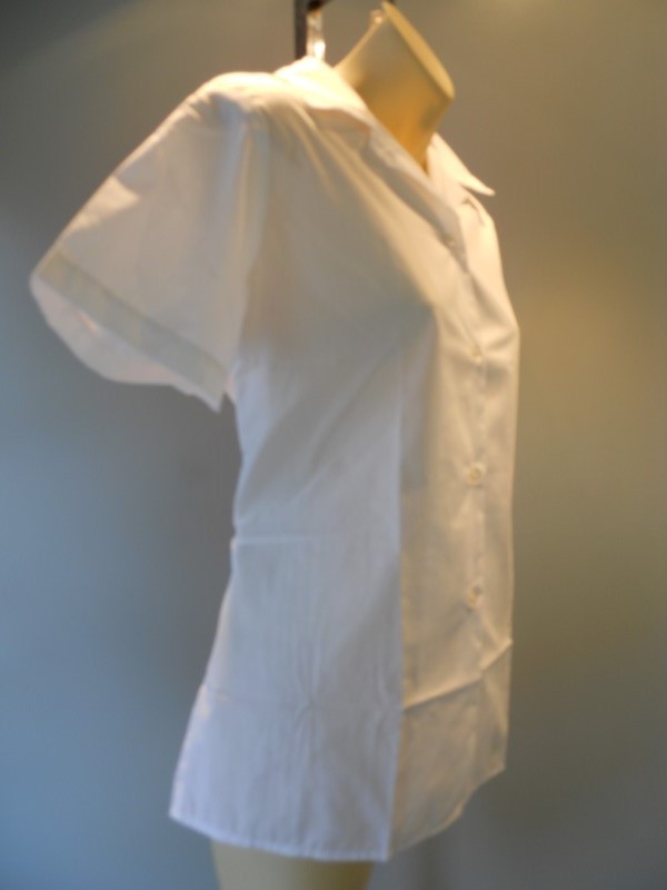 Nos Vintage 1960s White Blouse Uniform Shirt Waitress School College Preppy 36