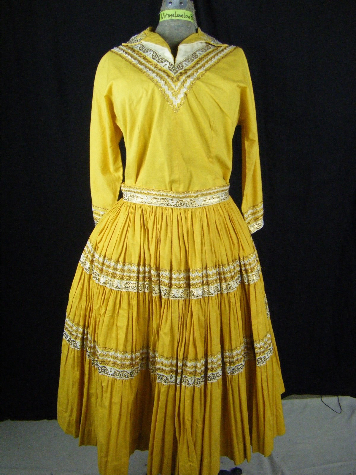 DESERT FLOWER ORGS Vtg 60s Southwestern Patio Top & Skirt-Bust 36/Waist 27