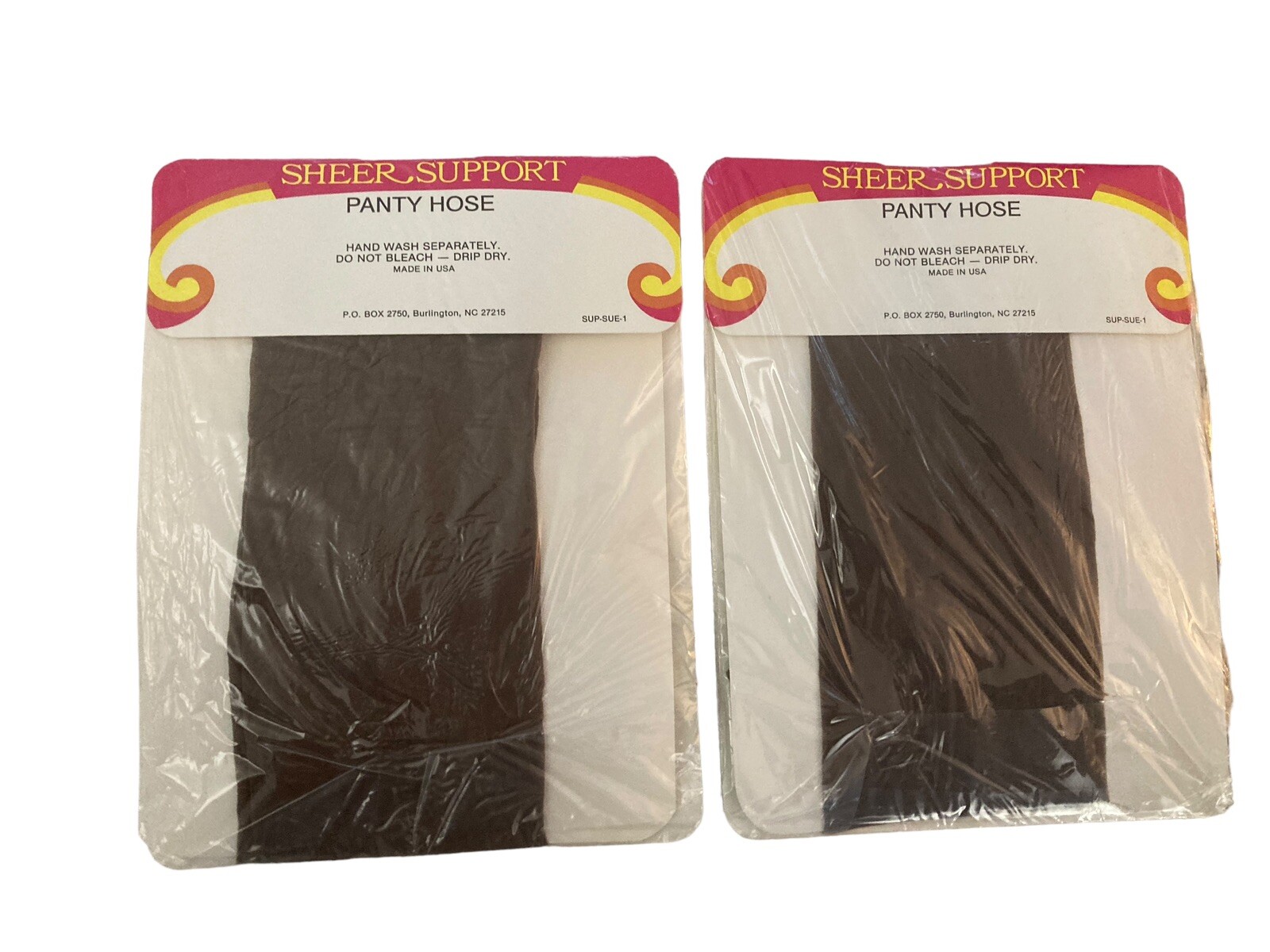 Lot 2 Pair Vintage Sheer Support Pantyhose Sz Med/Tall Taupe Made USA