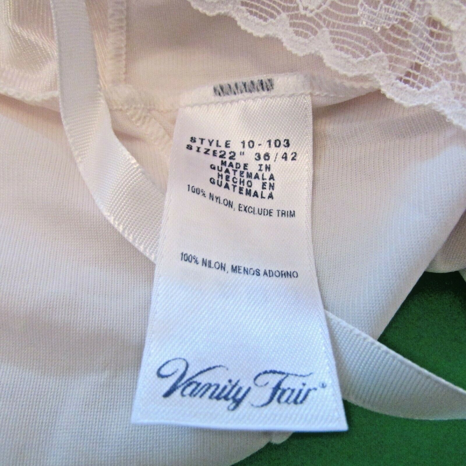 Vanity Fair 10-103 Semi-Sheer Off-White Nylon Lace Trim 22″ Full Dress Slip 36