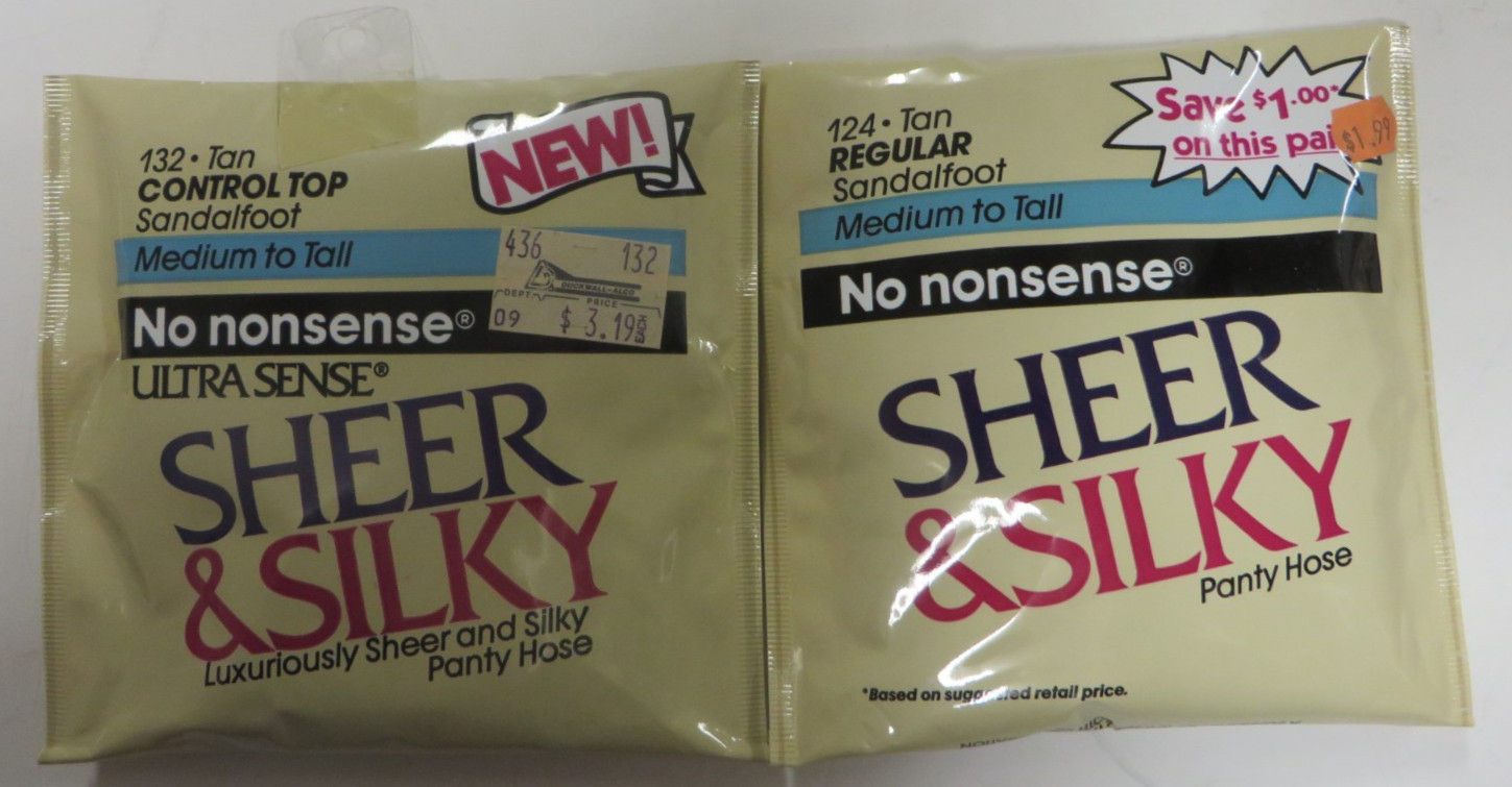 Vintage Lot 2 Pairs NO NONSENSE SHEER & SILKY Pantyhose Size TAN Medium to Tall