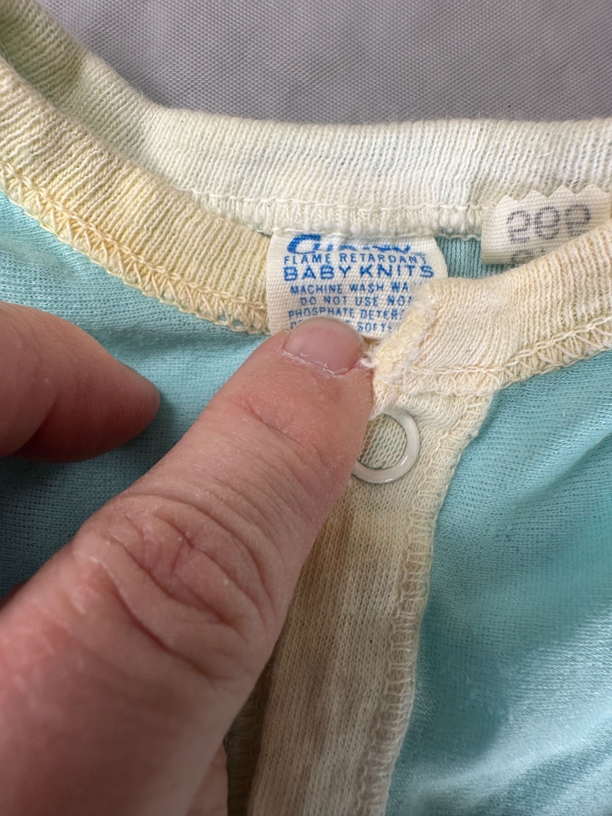 Vintage Baby Nightgown Blue Drawstring Hand Covers