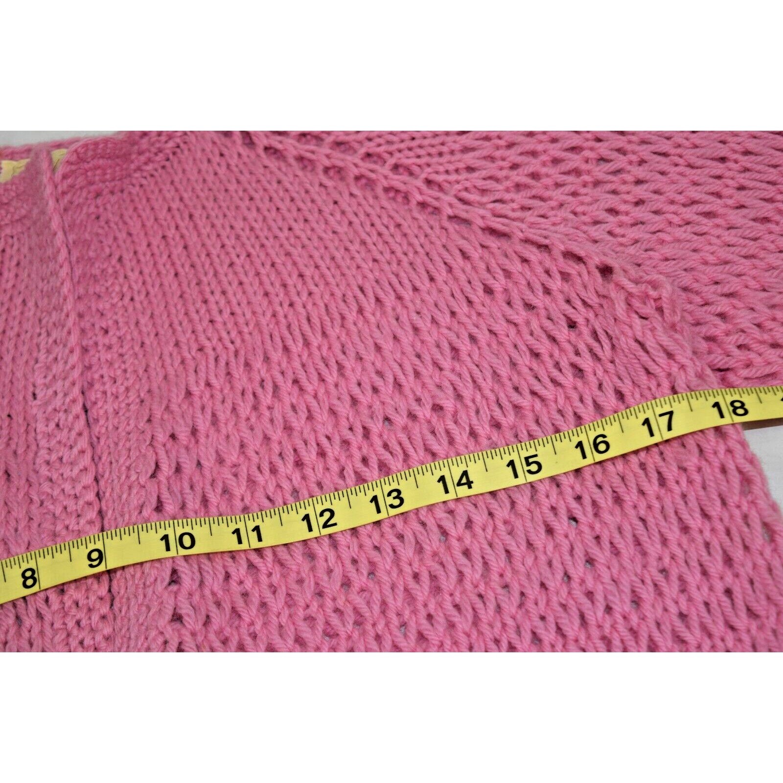 Vintage Crochet Sweater Hand Knit Size S/M 70s Bubble Gum Pink Soft Lightweight