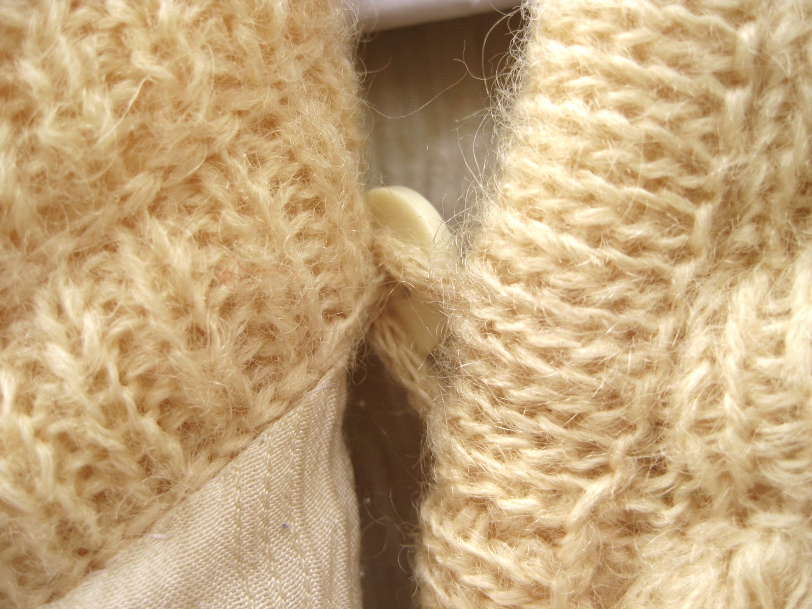 I.B. Diffusion Mohair Wool Long Ivory Cream Sweater Coat Size L Vintage 80s