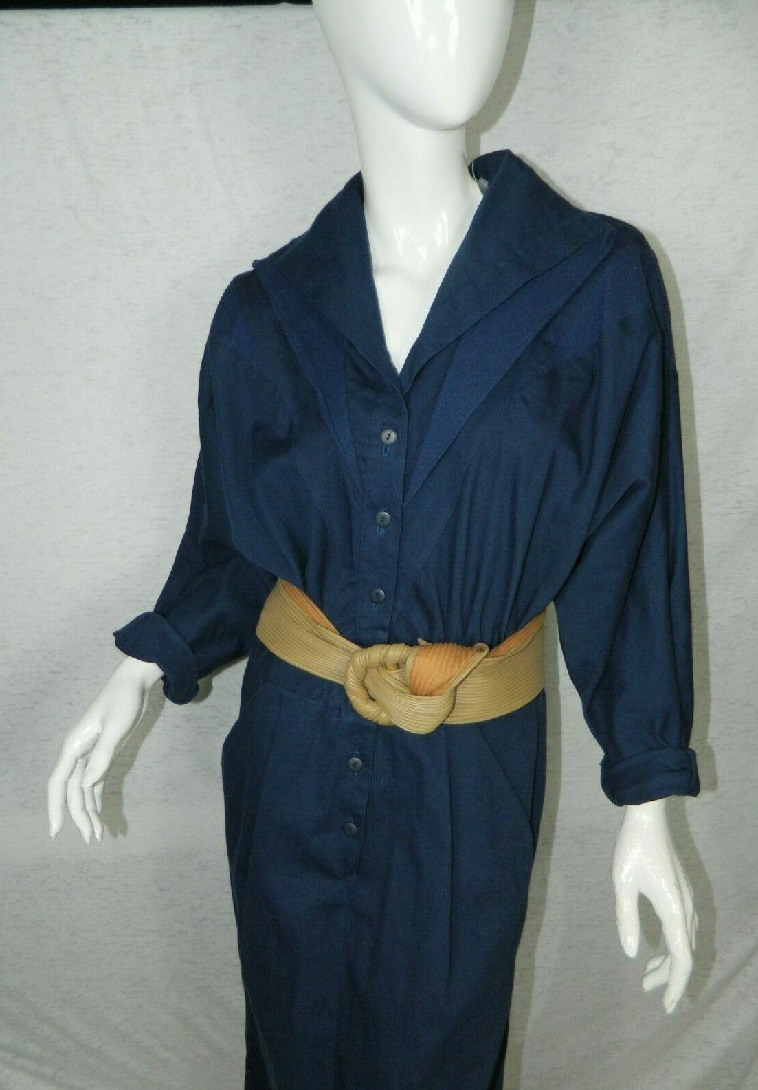 Paquette Too Dress Vintage 80’s 90’s Blue Overall Button Maxi Size 12